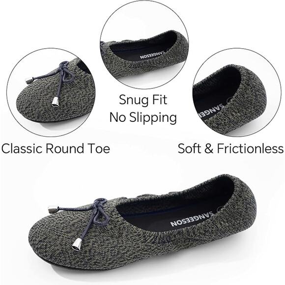 1925 SANGEESON Women's  Ballet Flats Round Toe Slip on Comfort Dress, Black, 8.5 - Picture 2 of 4